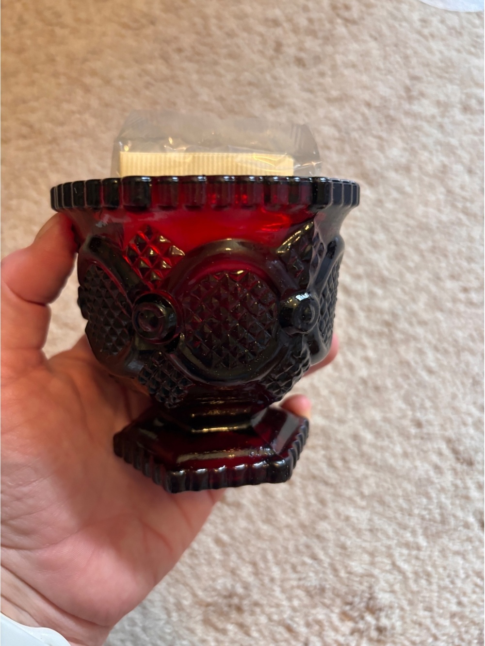 1970s Avon, Cape Cod, Ruby, red Sugar bowl excellent condition new inbox